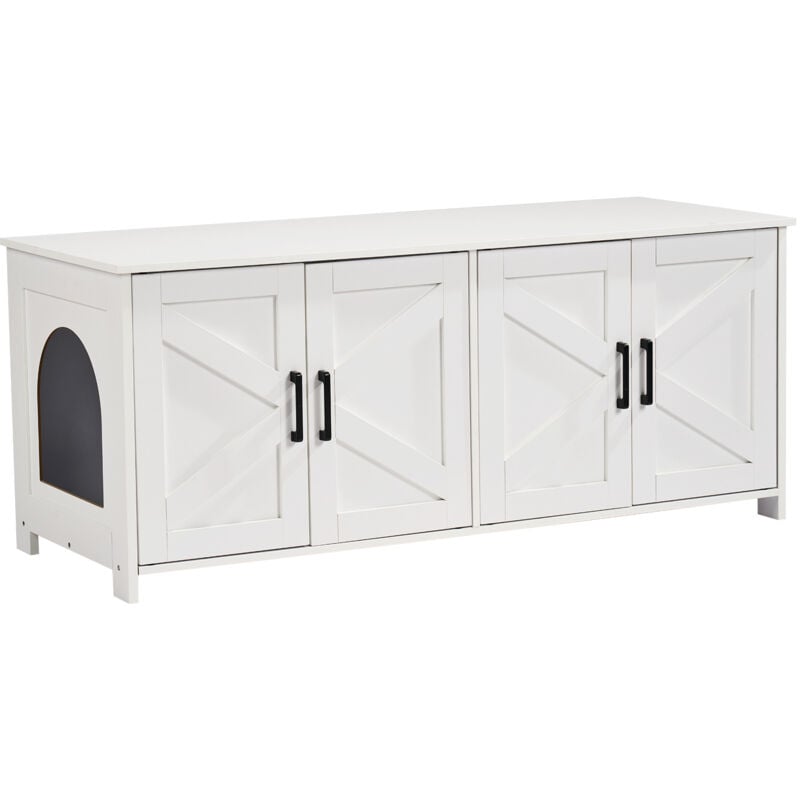 Mophorn - Bac à litière pour 2 chats, armoire en bois pour chambre double, convient à la plupart des bacs à litière, 47,2'L x 18,5'l x 19,7'H, blanc