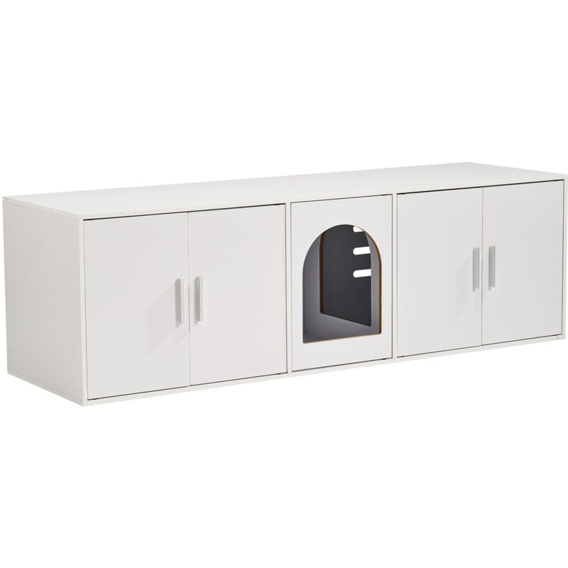 Mophorn - Bac à litière pour 2 chats, armoire en bois pour chambre double, s'adapte à la plupart des bacs à litière, 57,9'L x 18,3'l x 17,9'H, Blanc