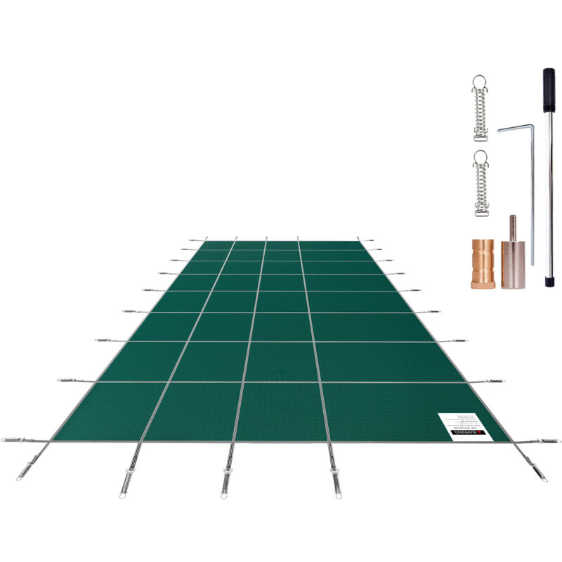 Mophorn - Bâche de sécurité pour piscines enterrées rectangulaires de 14 x 26 pieds, bâche de sécurité solide en maille avec trous de drainage, bâche