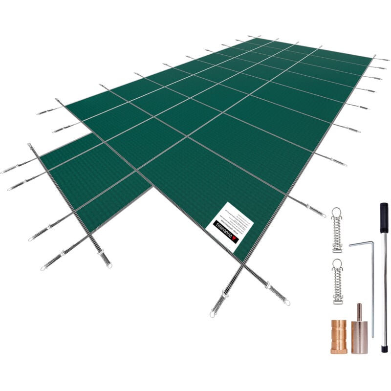 Mophorn - Bâche de sécurité pour piscines enterrées rectangulaires de 5,5 x 11,9 m, couverture solide en maille avec marche centrale de 1,2 x 3,0 m,