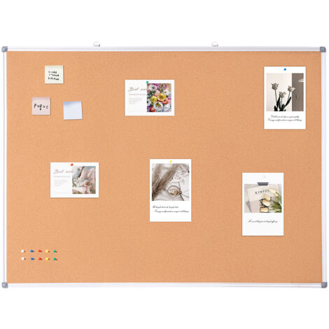Mophorn Bacheca in Sughero Montaggio da Parete Bacheca con Telaio in Alluminio 90x120 cm, Bacheca da Parete in Sughero Lavagnetta Bacheca in Sughero Orizzontale Verticale per Scuola, Casa, Ufficio,