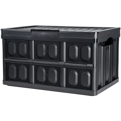 Mophorn  Bacs de rangement pliables avec couvercles, 45 L, lot de 3, caisses en plastique pliables avec poignées, très résistantes pour vêtements, jouets, livres, collations, chaussures, épicerie