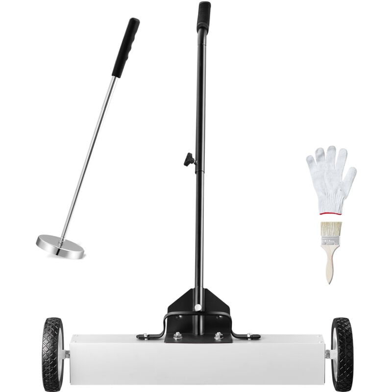 Balai magnétique de 24 pouces avec roues, capacité de 50 lb, outil de ramassage télescopique, poignée réglable, pour clous, vis, atelier, garage,