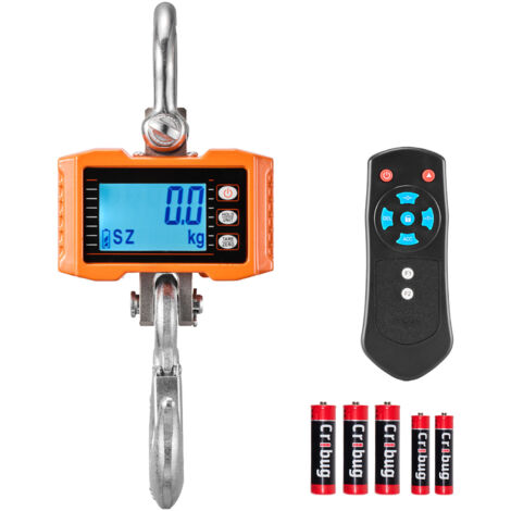 Mophorn Balance à grue numérique 2000 kg, balance suspendue industrielle avec précision de 500 g, idéale pour entrepôts, écran LCD, 3 unités de mesure, boîtier en aluminium moulé, télécommande incluse