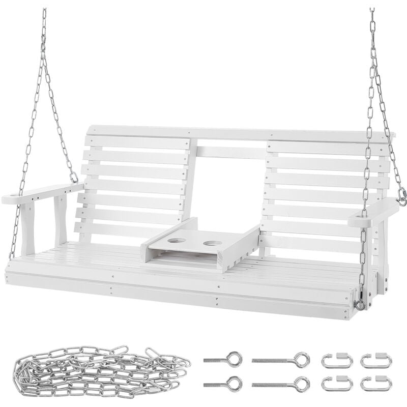 Balancelle de porche en bois de 5 pieds, balancelle de jardin robuste, capacité de charge de 880 lb, balancelle d'extérieur avec chaînes en acier,