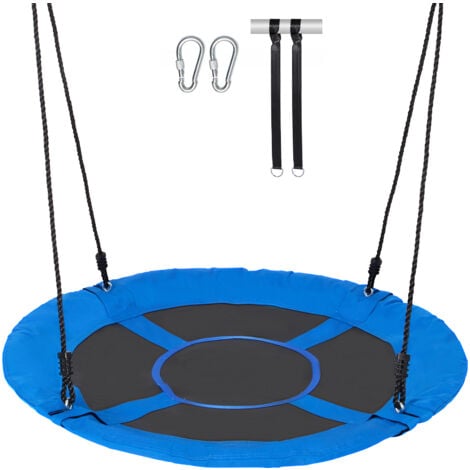Mophorn Balançoire d'arbre , balançoire soucoupe de 40 pouces, capacité de 750 lb, siège en tissu Oxford 900D avec 2 sangles et cordes réglables, balançoire ronde pour enfants en extérieur, bleu