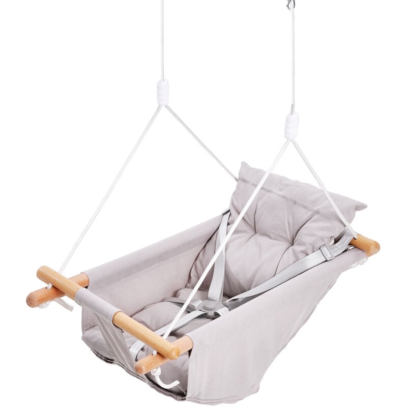 Balançoire hamac en toile, 3 modes de balançoire pour bébé, capacité de 150 lb, harnais à 5 points et sangles d'arbre, utilisation intérieure et