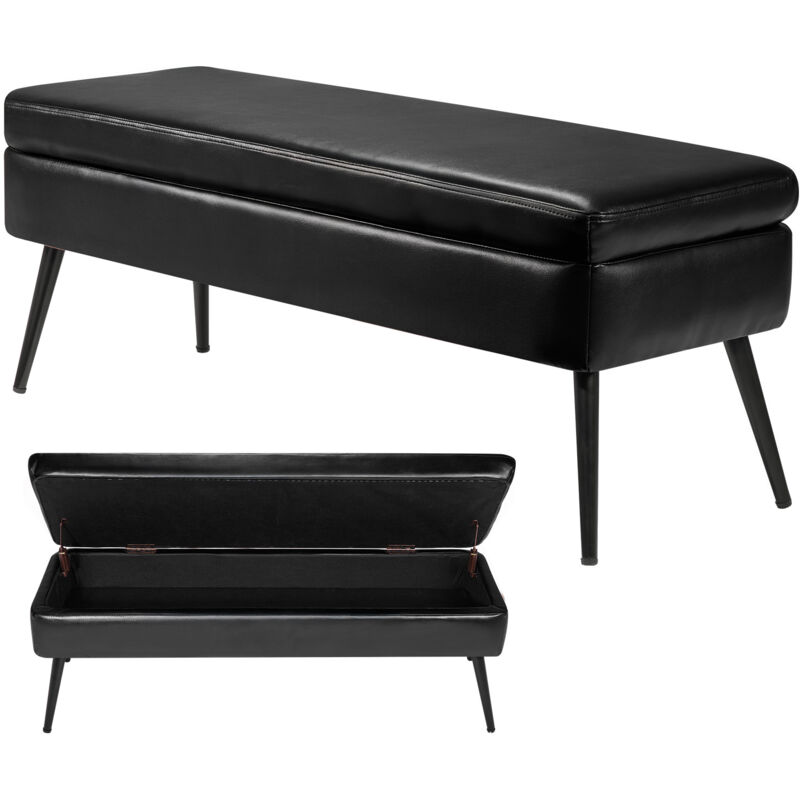 Mophorn Banc Coffre en Cuir PU de 120 cm avec Rangement et Pieds en Métal, Banquette Élégante pour Chambre, Entrée, Salon, Salle à Manger, Couloir,