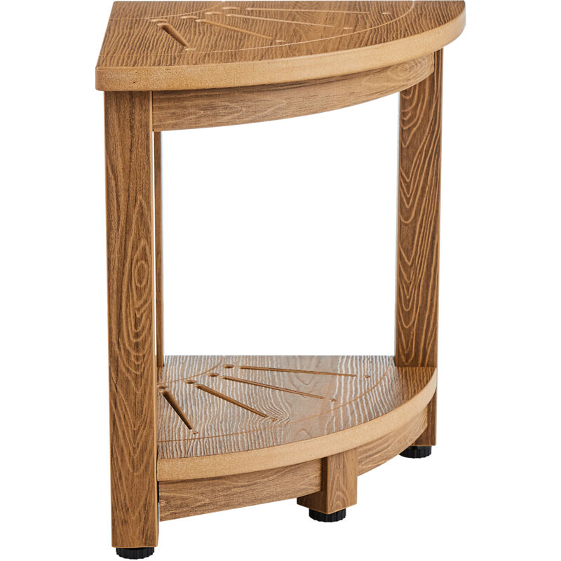 Banc de douche d'angle , hauteur 16,5', rayon de 12,8', polystyrène imitation bois, capacité de 350 lb avec étagère de rangement, résistant à l'eau,