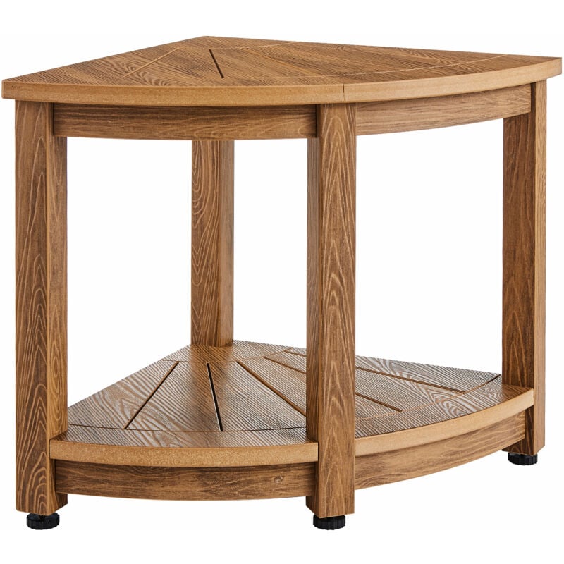 Banc de douche d'angle , hauteur 18,5', rayon 17,75', polystyrène imitation bois, capacité de 350 lb avec étagère de rangement, résistant à l'eau,