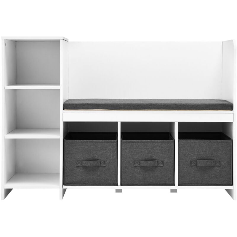 Banc de lecture pour enfants, 6 compartiments de rangement avec coussin amovible, blanc - Mophorn