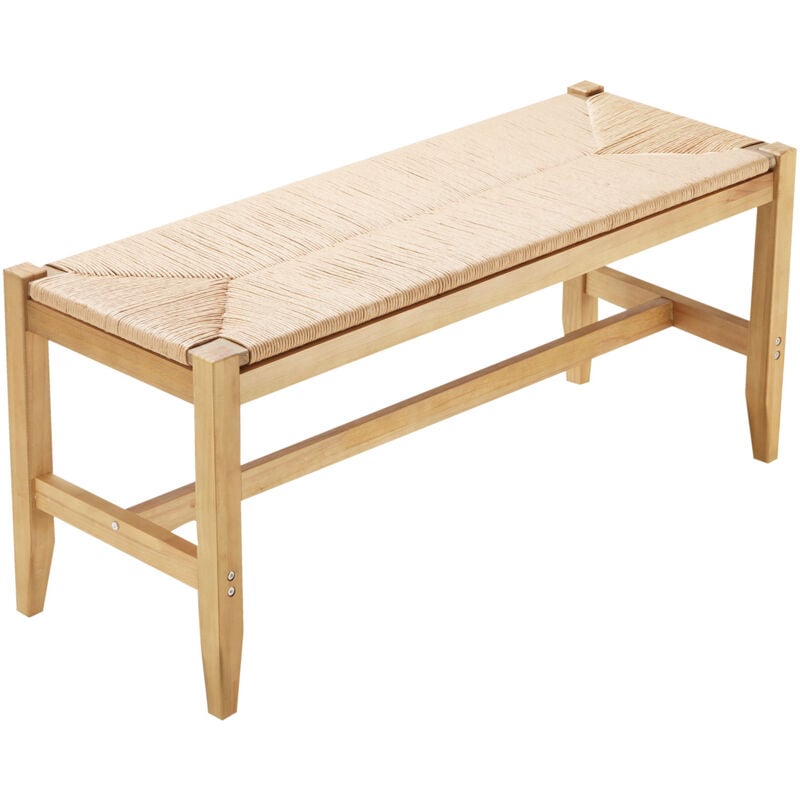 Mophorn - Banc en rotin, banc en bois de 40 pouces avec rotin tissé à la main, pieds en bois de chêne, pour salon, chambre, entrée, cuisine, ajoute