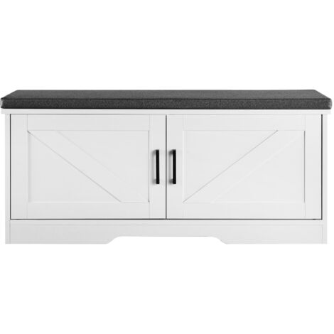 Mophorn Banco de almacenamiento para zapatos 1000 x 355 x 460 mm con cojín negro, capacidad de carga de 136 kg, organizador con 2 puertas y 4 compartimentos, ideal para entrada o sala de estar