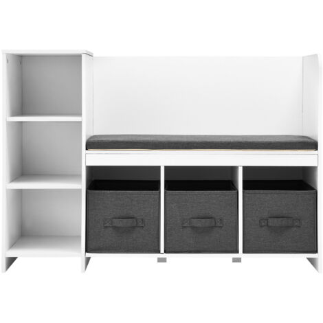 Mophorn Banco de lectura para niños, con 6 compartimentos y cojín desmontable, color blanco