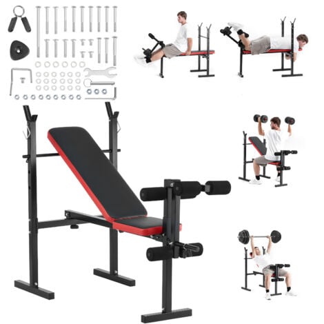 Mophorn Banco de pesas, 380 libras, multifuncional, ajustable, banco plano para abdominales para gimnasio en casa, entrenamiento de cuerpo completo