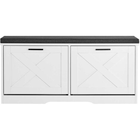 Mophorn Banco para Zapatos 1000 x 305 x 475 mm con Cojín, Capacidad de Carga de 200 kg, Organizador de Calzado con Cajones Abatibles, Ideal para Entrada, Pasillo o Sala de Estar, en Blanco y Negro