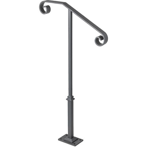 Mophorn Barandilla de Hierro para 1-2 Pasos Pasamanos Metálicos de Hierropara Pasamanos de Metal con Base para Escaleras al Aire Libre Gris