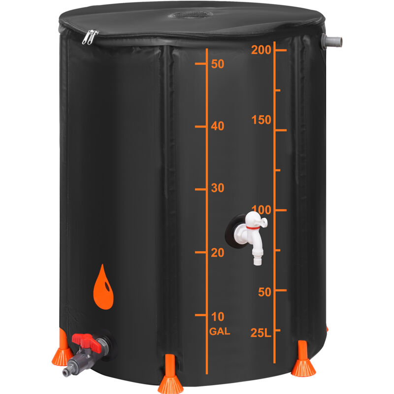 Mophorn - Baril de pluie pliable , grande capacité de 53 gallons, système de collecte des eaux de pluie en pvc avec robinets et kit de trop-plein,