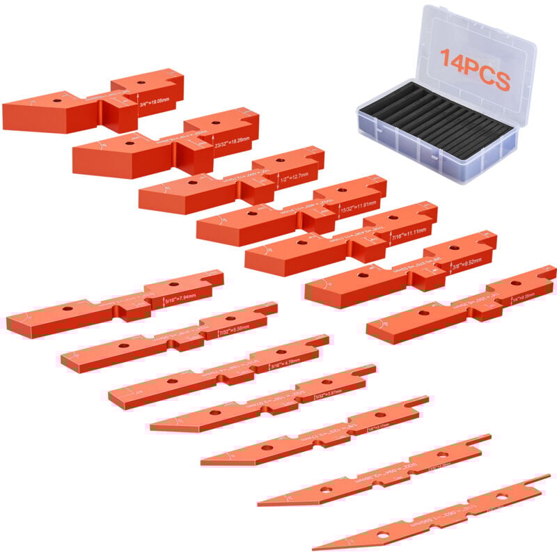 Mophorn - Barres de configuration de table de toupie , 14 blocs de configuration de précision en aluminium, ensemble de jauge de hauteur avec