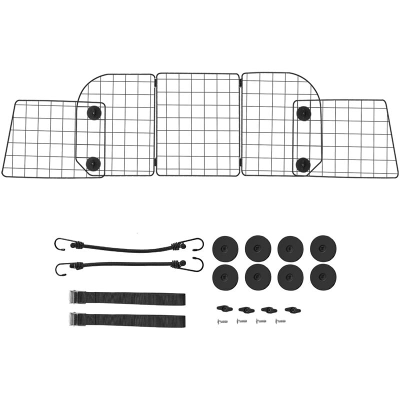 Barrière de sécurité pour chien - Séparateur de coffre réglable de 97,5 à 156 cm. Universelle, compatible avec les grilles de séparation robustes.