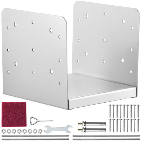 Mophorn Base de poste ajustable de 203,2 x 203,2 mm, soporte de anclaje de poste de acero inoxidable (interno de 198 x 185), ideal para cubiertas de pabellón,pasamanos de porche,soportes de barandilla