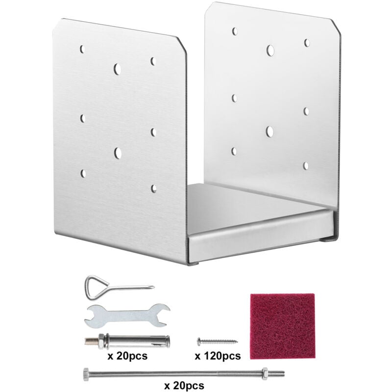 Mophorn - Base de poteau 152,4 x 152,4, 10 supports d'ancrage réglables en acier inoxydable (intérieur 150 x 139,7), base de poteau décorative pour