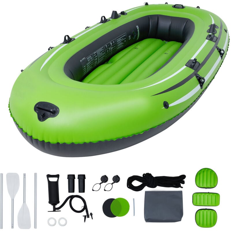 Mophorn - Bateau de pêche gonflable pour 5 personnes, capacité de 1 100 lb, radeau portable en pvc robuste avec rames en aluminium de 45,6 po, pompe