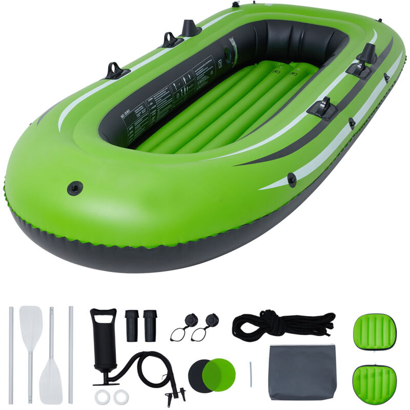 Bateau gonflable pour 3 personnes, kayak radeau portable en pvc, rames en aluminium, pompe, porte-cannes, 2 sièges, capacité de 750 lb - Mophorn