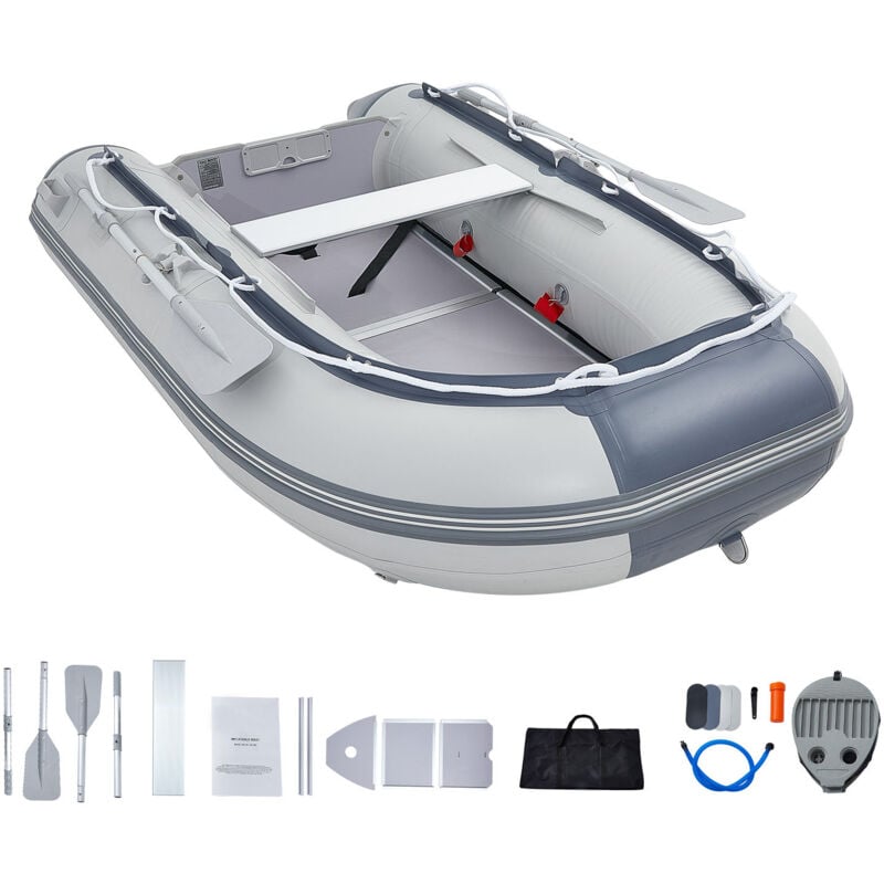 Bateau pneumatique annexe de sport à tableau arrière pour 4 personnes, capacité de 1 000 lb, plancher en bois marin, banc réglable en aluminium,