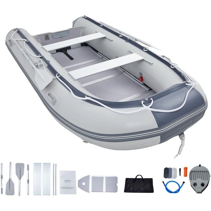 Bateau pneumatique annexe de sport à tableau arrière pour 6 personnes, capacité de 1 500 lb, plancher en bois marin, banc réglable en aluminium,