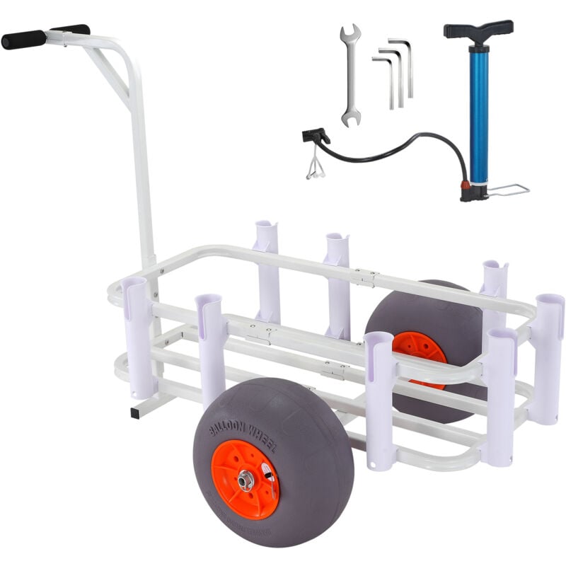 Mophorn - Beach Fishing Cart, capacité de 300 lb, chariot de pêche et de marine en aluminium robuste avec pneus ballon en pu de 13', 8 supports de