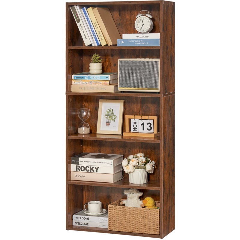 Mophorn - Bibliothèque étroite à 5 niveaux, une bibliothèque ouverte en bois de 53 pouces. Comprend une étagère réglable en hauteur. Une bibliothèque