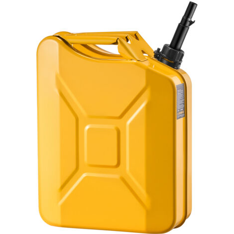 Mophorn Bidón de Gasolina de 20 L, Tanque de Combustible de Metal y PP con Pico y Asa, Caudal de hasta 6 L/min, Diseño Antifugas, Compatible con Autos, Motocicletas, ATV y UTV, Amarillo, 1 Unidad