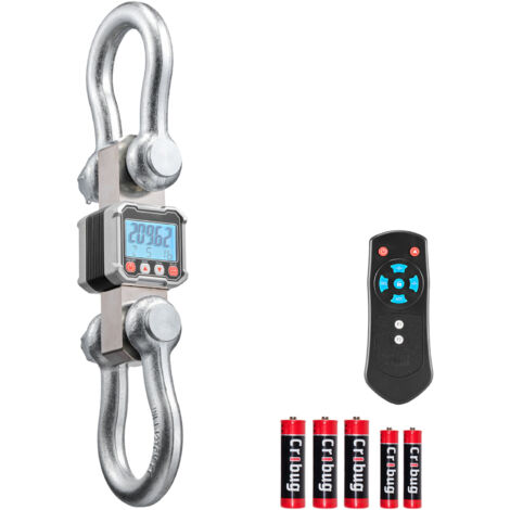Mophorn Bilancia digitale per gru con capacità di10t, progettata per uso industriale con struttura in alluminio pressofuso e display LCD, divisione di 2 kg e opzione di selezione tra 3 unità di misura