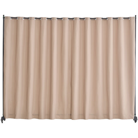 Mophorn Biombo portátil, panel con ruedas, mampara de privacidad independiente para oficina, dormitorio, comedor, estudio, color marrón