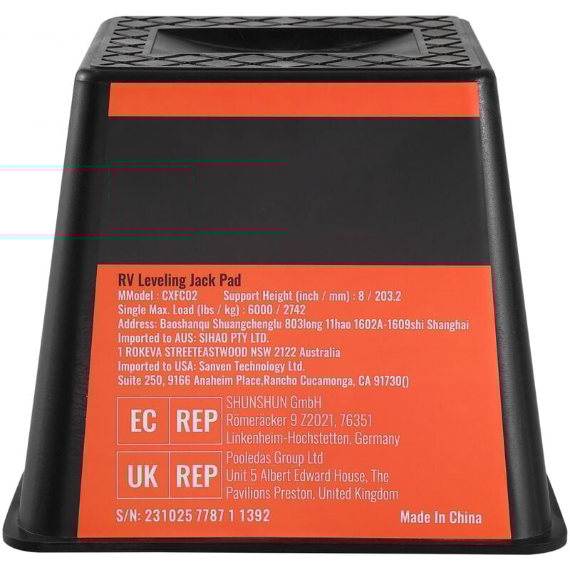 Bloc de cric de remorque , lot de 4 blocs de nivellement pour camping-car, capacité de 6 000 lb chacun, blocs stabilisateurs de camping-car en