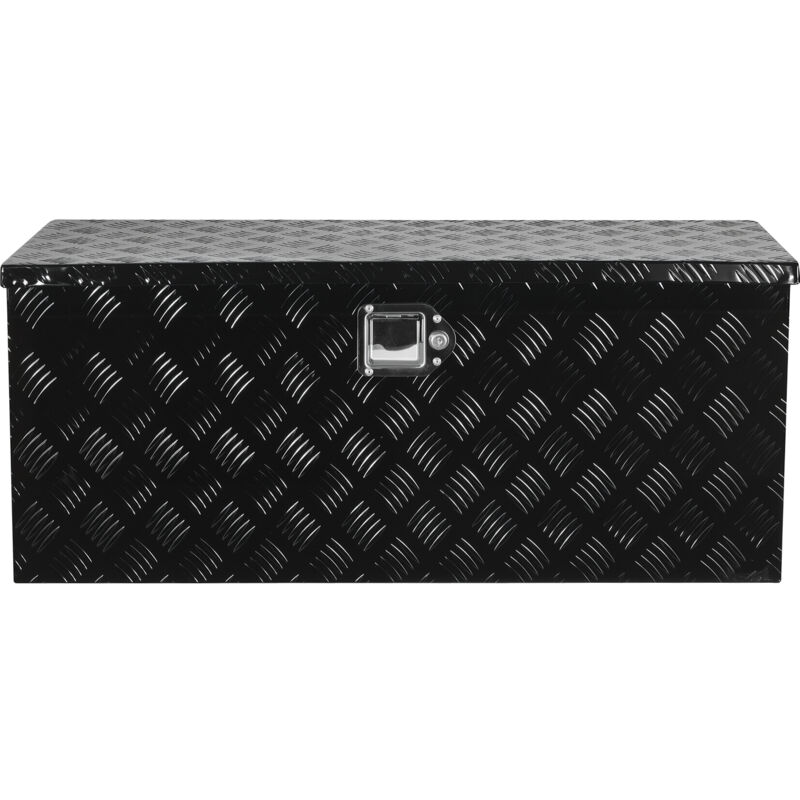 Mophorn Boîte à outils en aluminium 899 x 370 x 370 mm, coffre de rangement à rayures avec étagères coulissantes, poignées latérales, serrure et clés