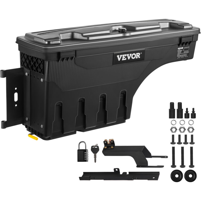 Vevor Boite a Outils pour Camion 25Len abs Coffre de Benne de Pick-up Pivotant Verrouillable avec Serrure Cle pour Rangement de Benne de Voiture
