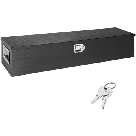 Mophorn Boîte à outils robuste en aluminium pour camion, organiseur de rangement en plaque diamantée avec poignée latérale et clés de verrouillage pour camionnette, camping-car, remorque, 48"x15"x15