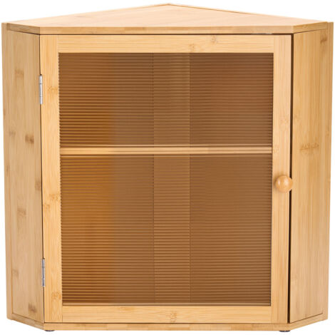 Mophorn Boîte à pain d'angle de comptoir de cuisine à 2 niveaux, récipient de stockage pour pain au style rustique, grande capacité, avec panneau de porte ondulé en acrylique, rangement alimentaire