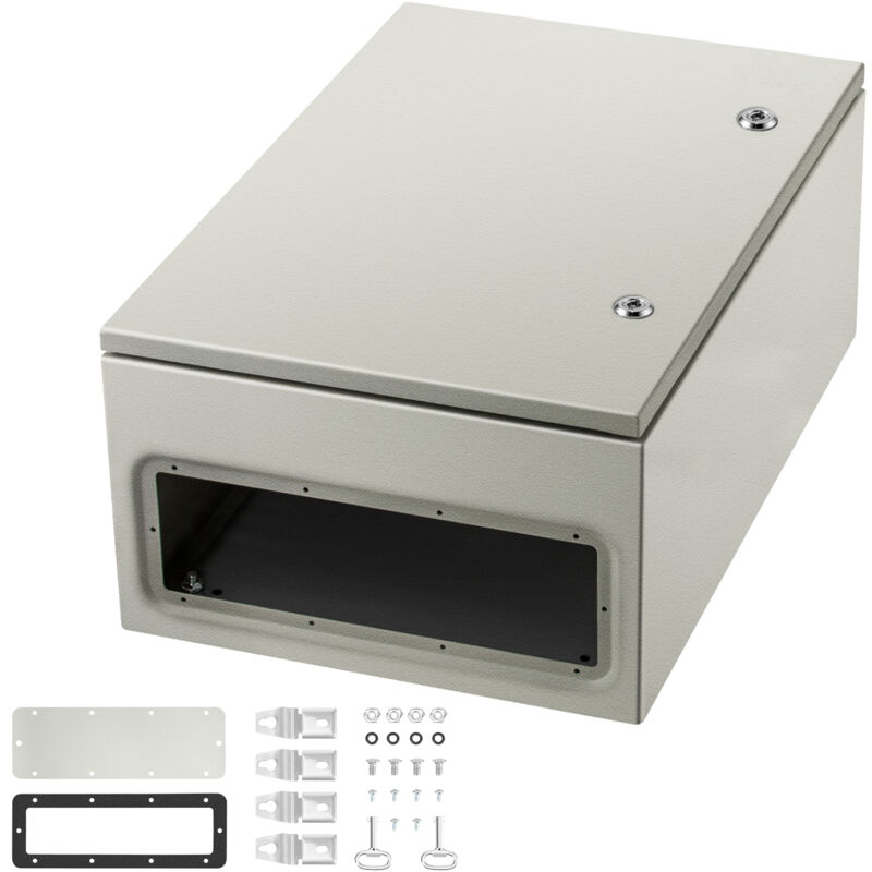 Boîtier en acier nema 4X, 24 x 16 x 10 po, étanche IP66, boîte électrique extérieure/intérieure, plaque de montage, gris - Mophorn
