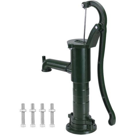 Mophorn Bomba de agua manual antigua, elevación de 22 pies, bomba de agua manual de hierro fundido, mango ergonómico, instalación G1-5/8", vintage para jardín, estanque, granja, verde