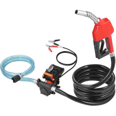 Mophorn Bomba de transferencia de combustible, 12 V CC, 15 GPM, 1/4 HP, portátil, con boquilla de apagado automático, mangueras para mezclas de gasolina, diésel, queroseno y metanol