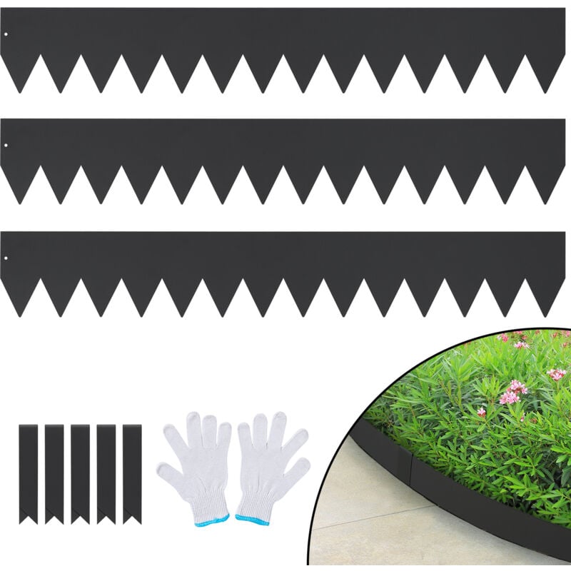 Mophorn - vevor Bordure de Jardin en Acier, Lot de 3 Bordures Paysageres de Pelouse en Metal 101,6x15,2 cm Installation Simple avec 5 Clips de