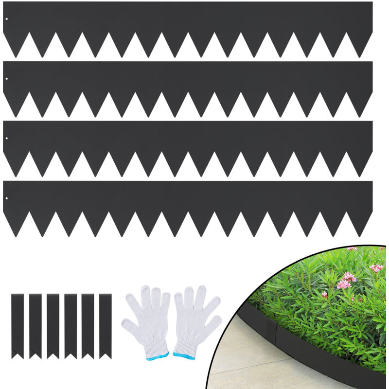 Mophorn - vevor Bordure de Jardin en Acier, Lot de 4 Bordures Paysageres de Pelouse en Metal 101,6x15,2 cm Installation Simple avec 6 Clips de