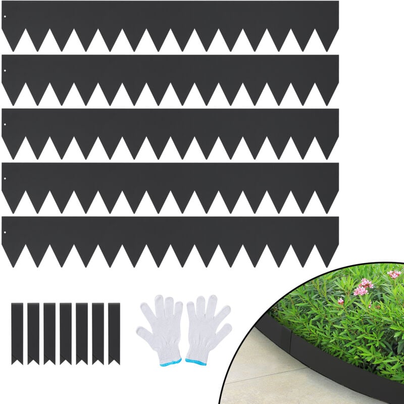 VEVOR Bordure de Jardin en Acier, Lot de 6 Bordures Paysageres de Pelouse en Metal 101,6x15,2 cm Installation Simple avec 8 Clips de Fixation, Bandes