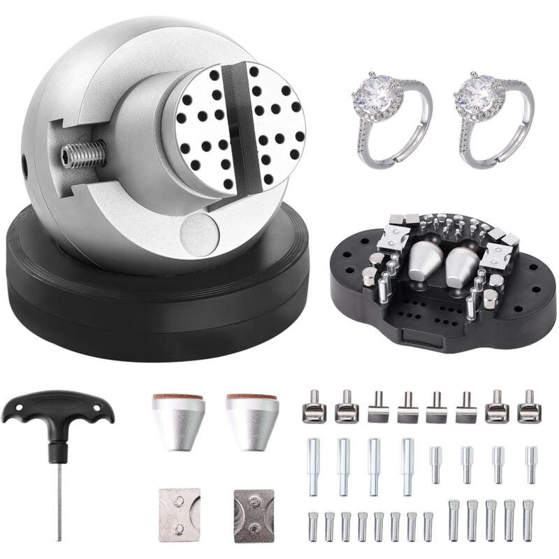 Mophorn - vevor Boulet de Graveur 127 mm Etau de Gravure Base Rotative a 360° Etau a Boule Machoire Reglable avec 35 Accessoires Outil de Reglage de