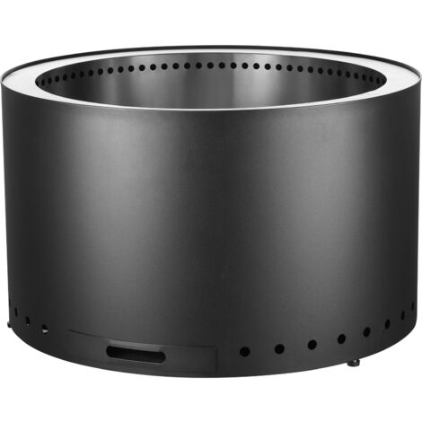 Mophorn Brasero sin humo, alto: 18.0 in x diámetro: 28.0 in, brasero de leña con cenicero extraíble, interior de acero inoxidable SUS430, brasero móvil para patio y camping, negro