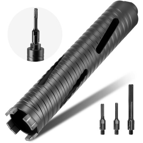 Mophorn Broca de diamante para perforación en seco, 51 mm de diámetro, 241 mm de profundidad, rosca interna M16, incluye 3 adaptadores, ideal para hormigón armado, ladrillo y mampostería