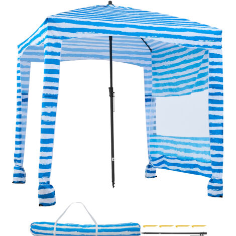 Mophorn Cabaña de Playa con Toldo Lateral, Protección Solar UPF 50+, Incluye Sacos de Arena, Sombrilla Portátil para Uso Familiar o con Amigos, Dimensiones 1830 x 1830 x 2290 mm